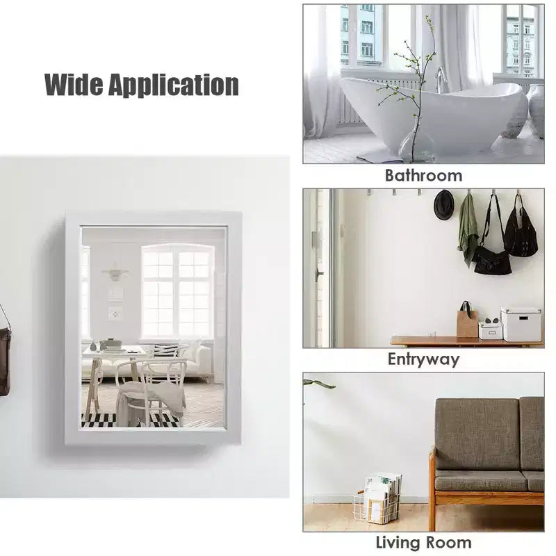 Armoire de toilette murale Costway avec miroir et étagère, organisateur de rangement de salle de bain, gris