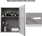 Armoire de toilette murale Costway avec miroir et étagère, organisateur de rangement de salle de bain, gris