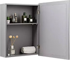 Armoire de toilette murale Costway avec miroir et étagère, organisateur de rangement de salle de bain, gris