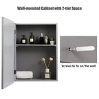 Armoire de toilette murale Costway avec miroir et étagère, organisateur de rangement de salle de bain, gris