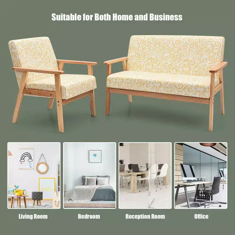 Ensemble de canapés de salon moderne Costway avec canapé deux places et fauteuil d'appoint