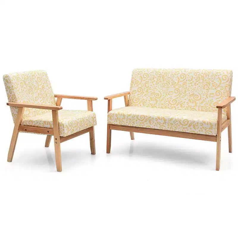 Ensemble de canapés de salon moderne Costway avec canapé deux places et fauteuil d'appoint