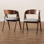 Lot de 2 chaises de salle à manger Danton en tissu et bois - Baxton Studio