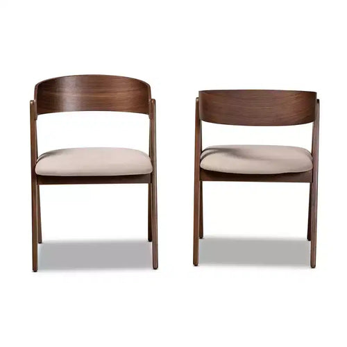 Lot de 2 chaises de salle à manger Danton en tissu et bois - Baxton Studio