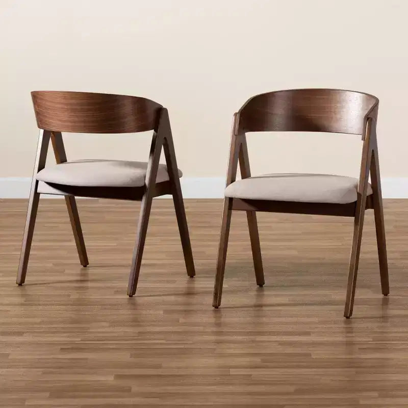 Lot de 2 chaises de salle à manger Danton en tissu et bois - Baxton Studio
