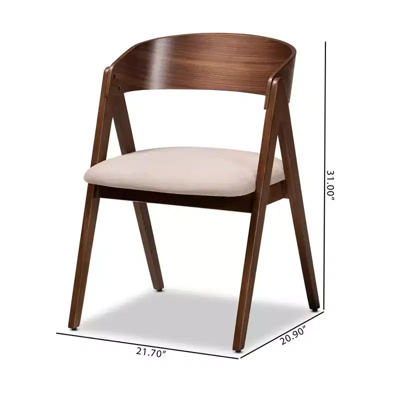 Lot de 2 chaises de salle à manger Danton en tissu et bois - Baxton Studio