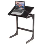 Costway Table d'appoint réglable pour téléviseur en forme de C, pour canapé, pour ordinateur portable, avec plateau inclinable, en bambou