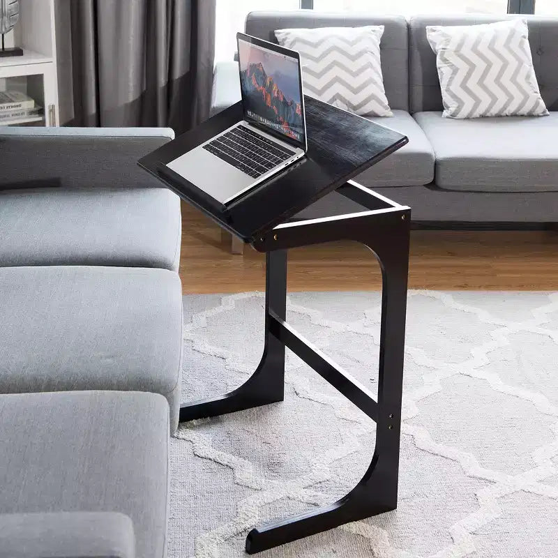 Costway Table d'appoint réglable pour téléviseur en forme de C, pour canapé, pour ordinateur portable, avec plateau inclinable, en bambou
