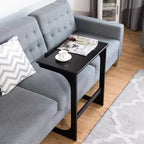 Costway Table d'appoint réglable pour téléviseur en forme de C, pour canapé, pour ordinateur portable, avec plateau inclinable, en bambou