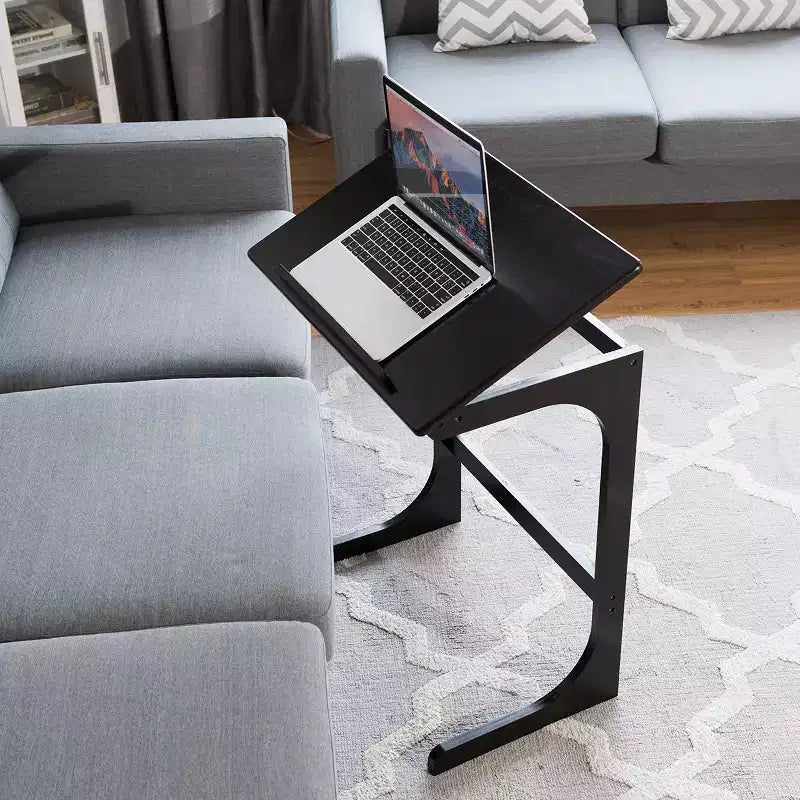 Costway Table d'appoint réglable pour téléviseur en forme de C, pour canapé, pour ordinateur portable, avec plateau inclinable, en bambou