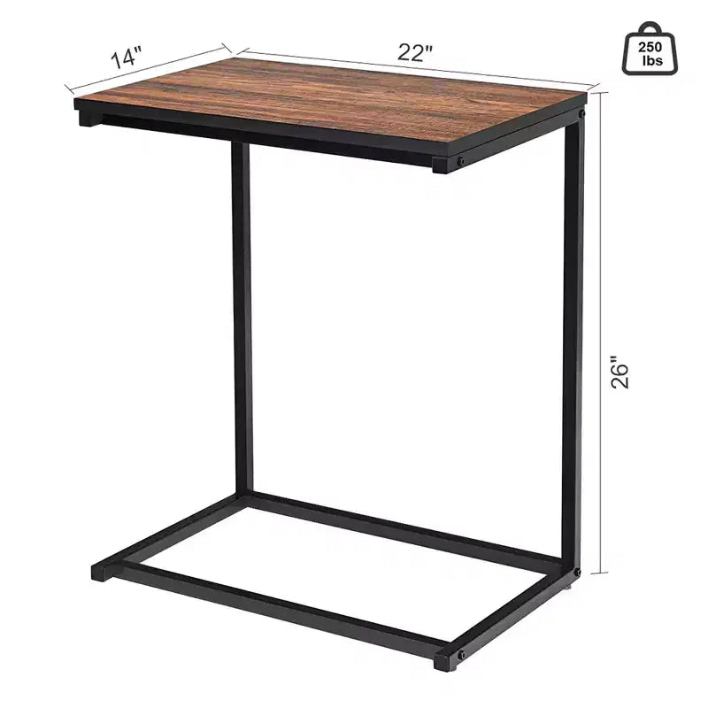 Table d'appoint de canapé Costway 22''x14''x26'' Support pour ordinateur portable Table de travail multifonctionnelle Marron/Noyer