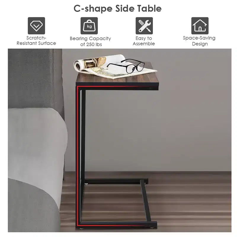 Table d'appoint de canapé Costway 22''x14''x26'' Support pour ordinateur portable Table de travail multifonctionnelle Marron/Noyer