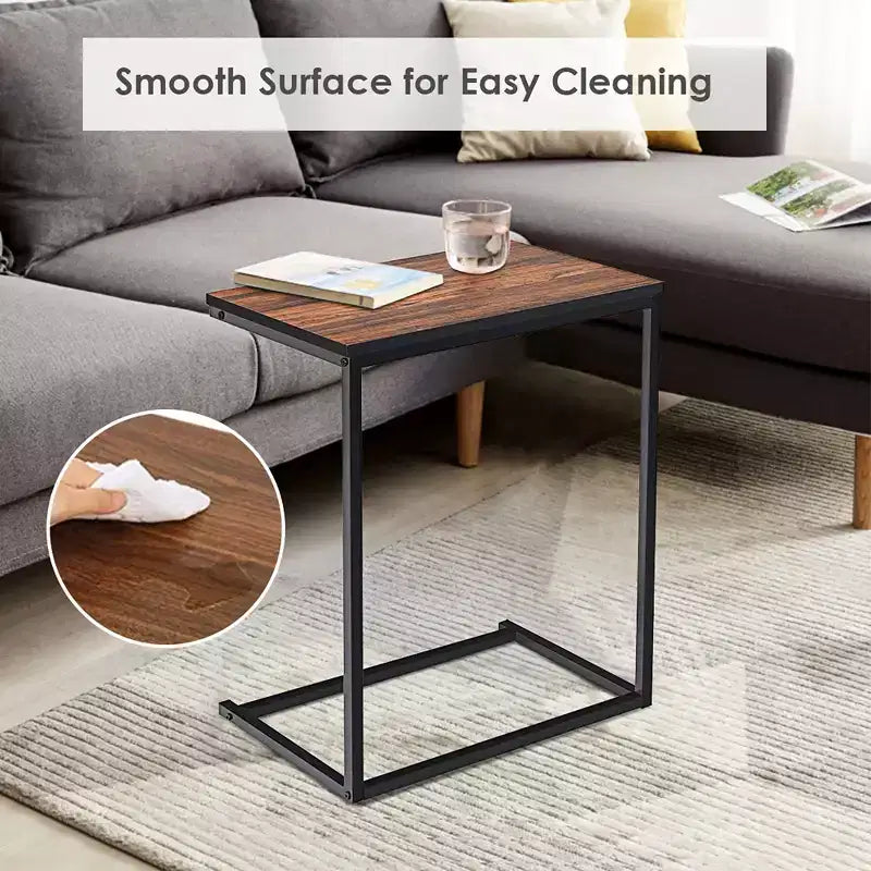Table d'appoint de canapé Costway 22''x14''x26'' Support pour ordinateur portable Table de travail multifonctionnelle Marron/Noyer