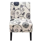Costway Chaise d'appoint sans accoudoirs en tissu avec pieds en bois d'hévéa Gris/Beige/Imprimé