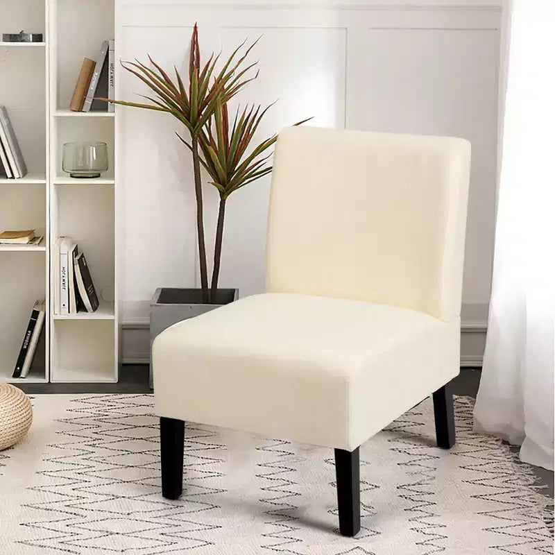 Costway Chaise d'appoint sans accoudoirs en tissu avec pieds en bois d'hévéa Gris/Beige/Imprimé