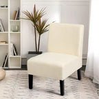 Costway Chaise d'appoint sans accoudoirs en tissu avec pieds en bois d'hévéa Gris/Beige/Imprimé