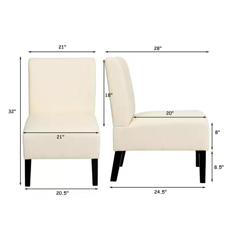 Costway Chaise d'appoint sans accoudoirs en tissu avec pieds en bois d'hévéa Gris/Beige/Imprimé