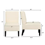 Costway Chaise d'appoint sans accoudoirs en tissu avec pieds en bois d'hévéa Gris/Beige/Imprimé