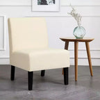Costway Chaise d'appoint sans accoudoirs en tissu avec pieds en bois d'hévéa Gris/Beige/Imprimé