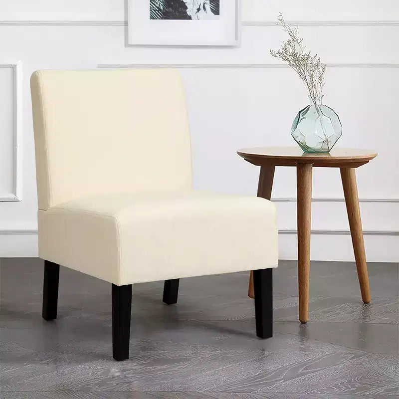 Costway Chaise d'appoint sans accoudoirs en tissu avec pieds en bois d'hévéa Gris/Beige/Imprimé