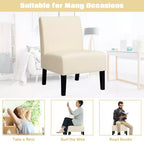 Costway Chaise d'appoint sans accoudoirs en tissu avec pieds en bois d'hévéa Gris/Beige/Imprimé