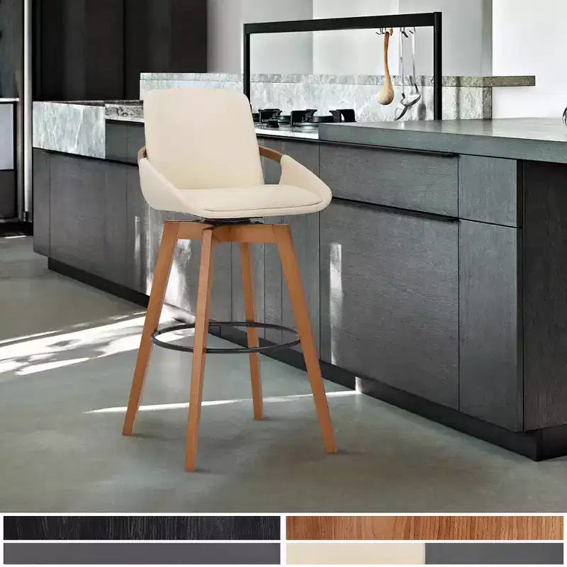 Tabouret de bar pivotant en similicuir et bois 30 po Baylor - Armen Living