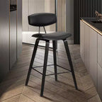 Tabouret de bar hauteur comptoir en bois et similicuir Fox 25,5 - Armen Living