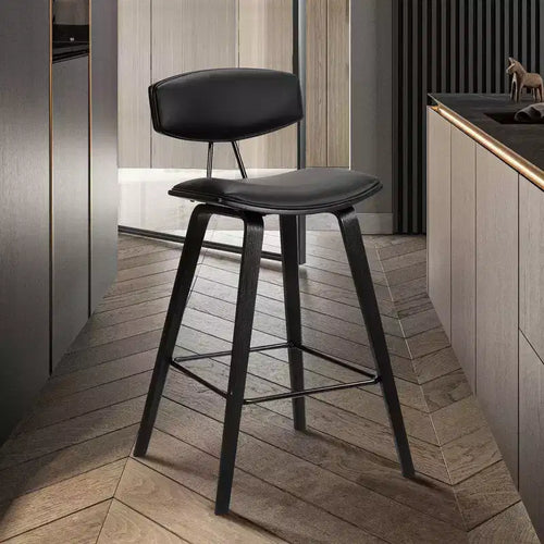Tabouret de bar hauteur comptoir en bois et similicuir Fox 25,5 - Armen Living