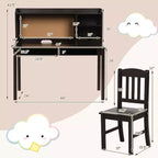 Bureau et chaise Costway pour enfants, table d'étude et d'écriture avec étagère et bibliothèques