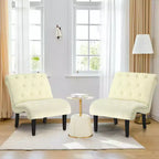 Costway Lot de 2 chaises d'appoint sans accoudoirs, rembourrées et capitonnées