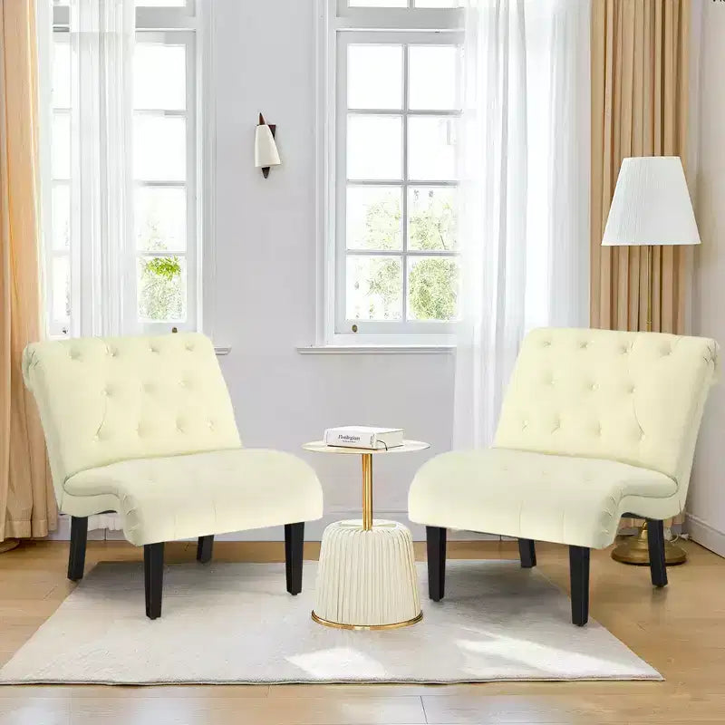 Costway Lot de 2 chaises d'appoint sans accoudoirs, rembourrées et capitonnées