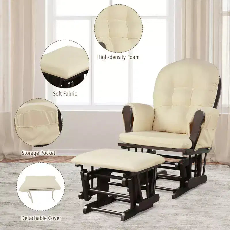 Costway Fauteuil à Bascule et Repose-Pieds pour Bébé avec Coussin
