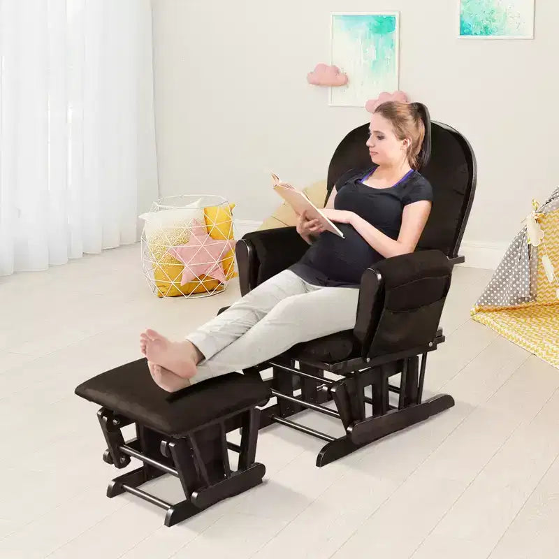 Costway Fauteuil à Bascule et Repose-Pieds pour Bébé avec Coussin