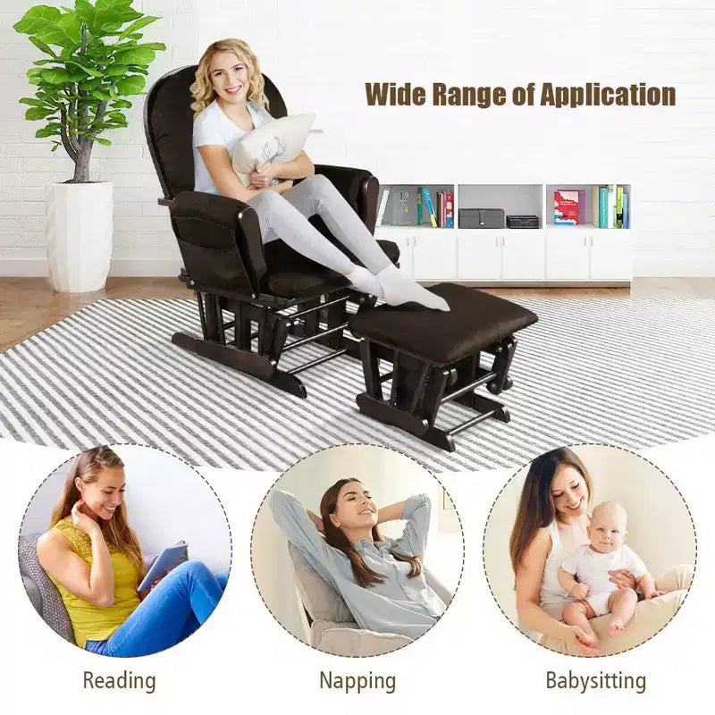 Costway Fauteuil à Bascule et Repose-Pieds pour Bébé avec Coussin