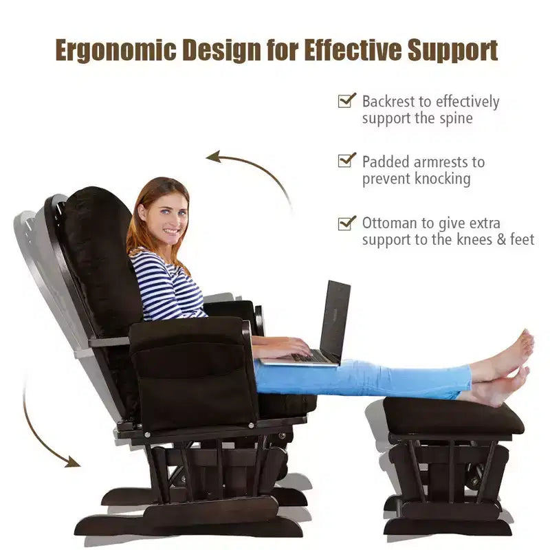 Costway Fauteuil à Bascule et Repose-Pieds pour Bébé avec Coussin