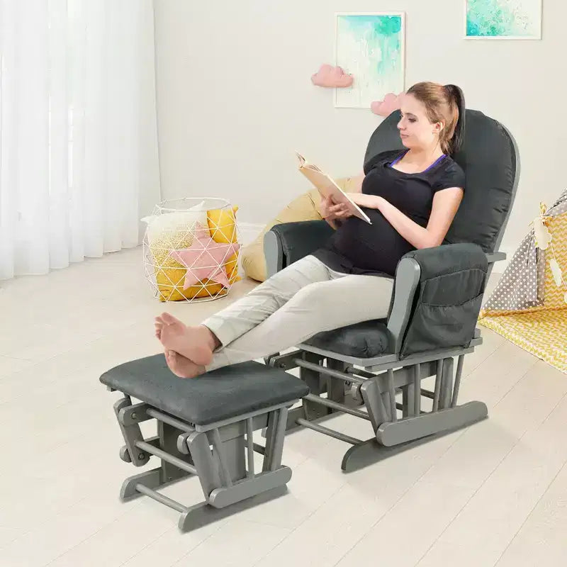 Costway Fauteuil à Bascule et Repose-Pieds pour Bébé avec Coussin