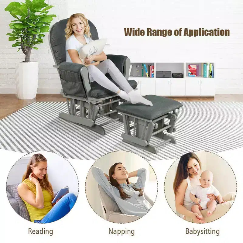 Costway Fauteuil à Bascule et Repose-Pieds pour Bébé avec Coussin