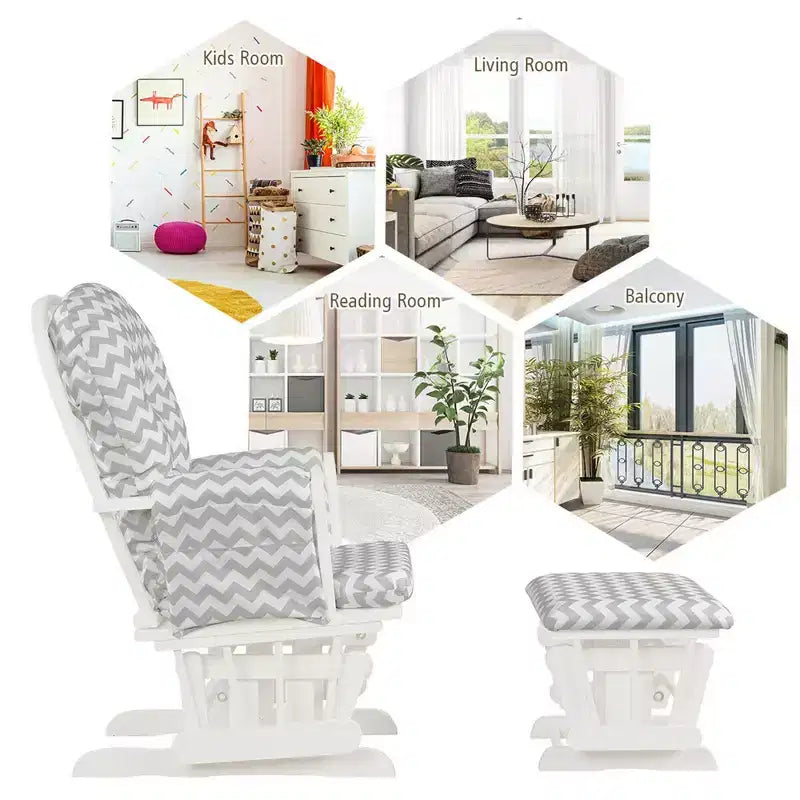 Costway Fauteuil à Bascule et Repose-Pieds pour Bébé avec Coussin