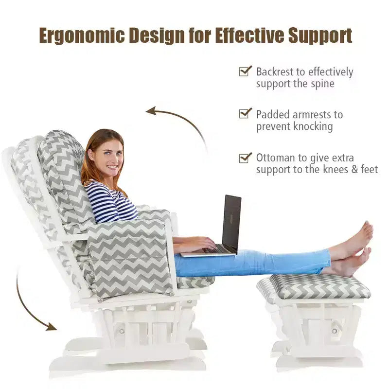 Costway Fauteuil à Bascule et Repose-Pieds pour Bébé avec Coussin