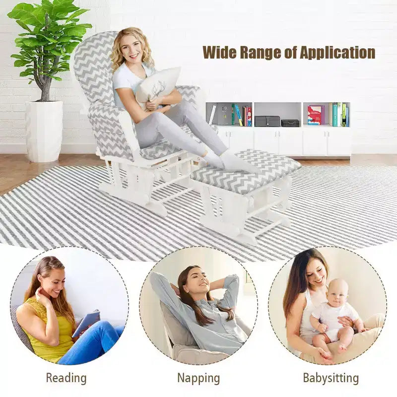 Costway Fauteuil à Bascule et Repose-Pieds pour Bébé avec Coussin