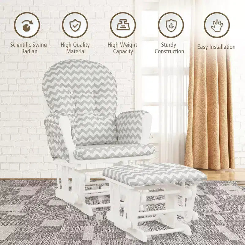 Costway Fauteuil à Bascule et Repose-Pieds pour Bébé avec Coussin