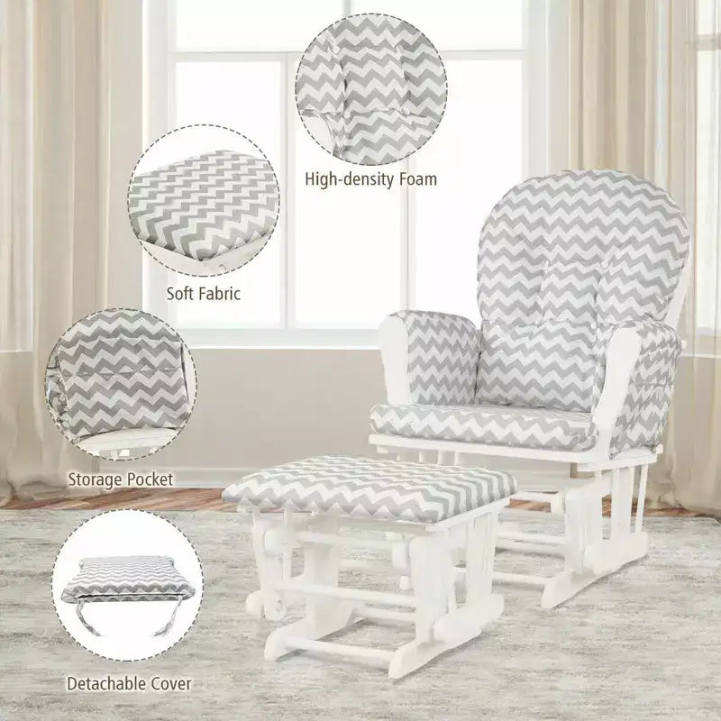 Costway Fauteuil à Bascule et Repose-Pieds pour Bébé avec Coussin