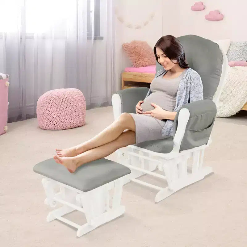 Costway Fauteuil à Bascule et Repose-Pieds pour Bébé avec Coussin