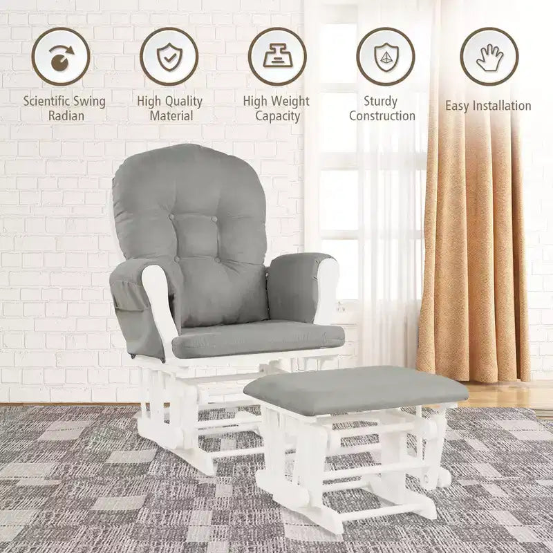 Costway Fauteuil à Bascule et Repose-Pieds pour Bébé avec Coussin