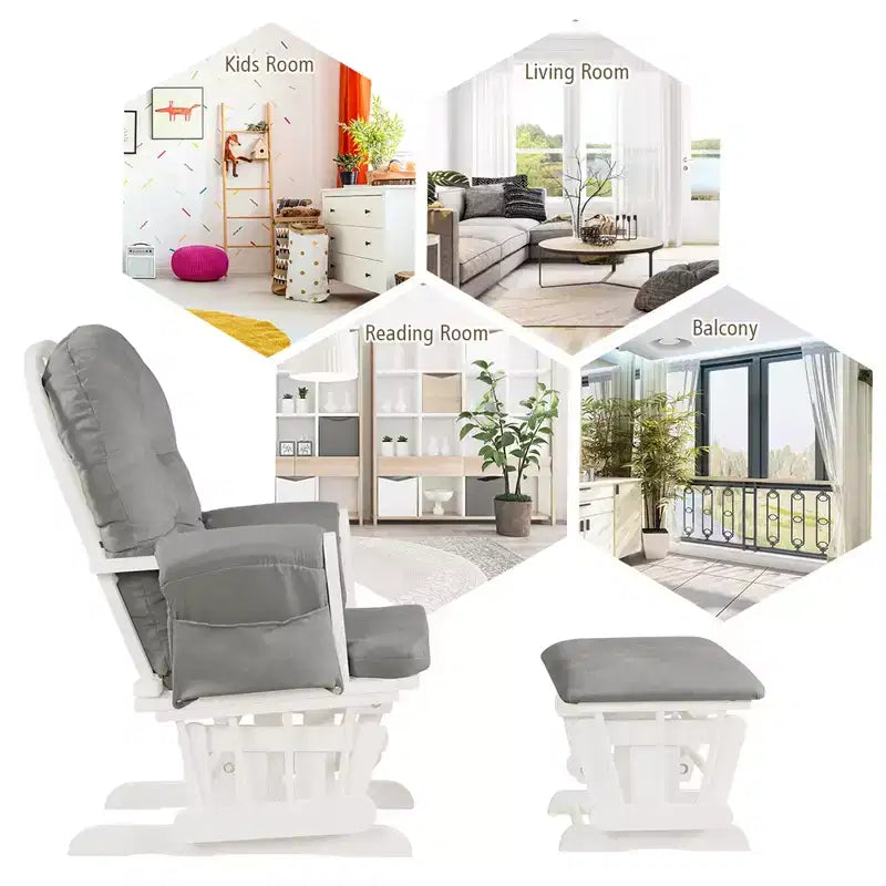 Costway Fauteuil à Bascule et Repose-Pieds pour Bébé avec Coussin