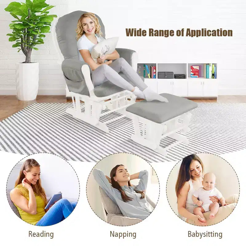 Costway Fauteuil à Bascule et Repose-Pieds pour Bébé avec Coussin