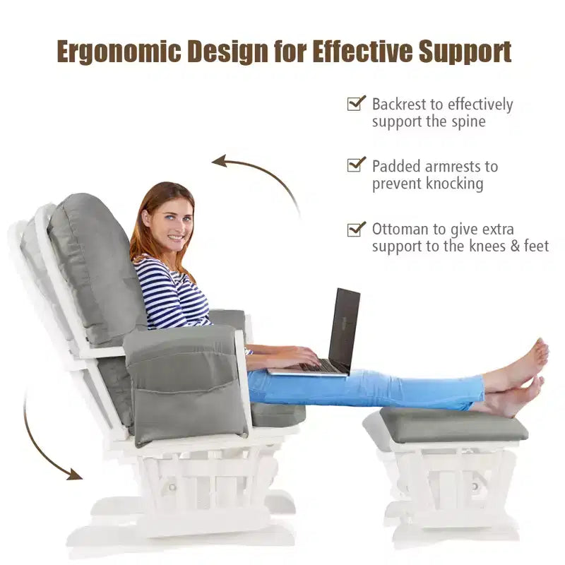 Costway Fauteuil à Bascule et Repose-Pieds pour Bébé avec Coussin