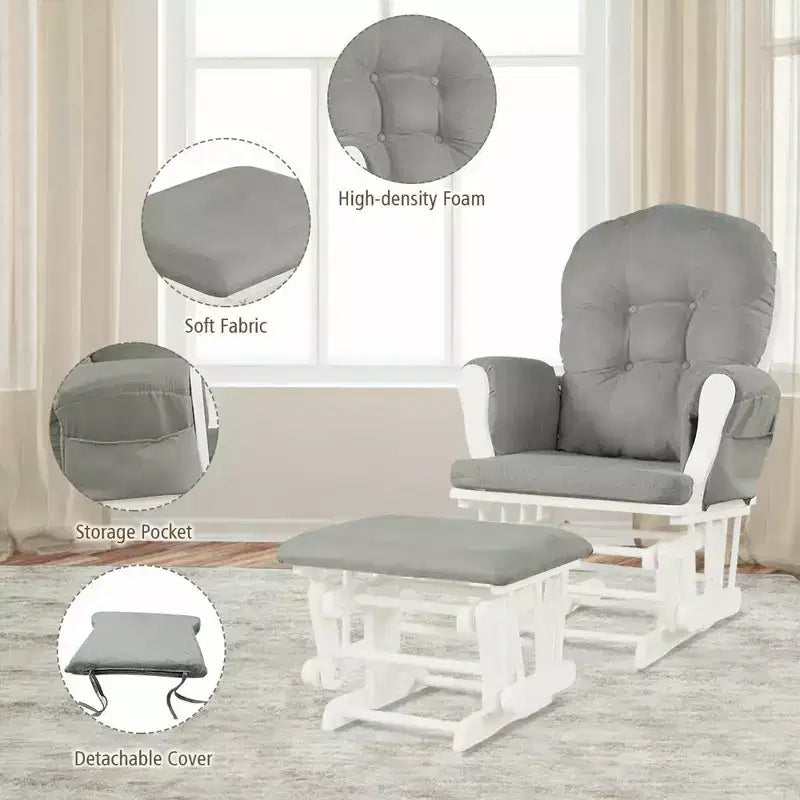 Costway Fauteuil à Bascule et Repose-Pieds pour Bébé avec Coussin