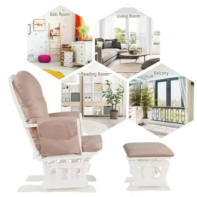 Costway Fauteuil à Bascule et Repose-Pieds pour Bébé avec Coussin
