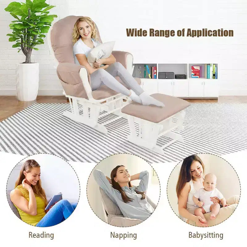 Costway Fauteuil à Bascule et Repose-Pieds pour Bébé avec Coussin
